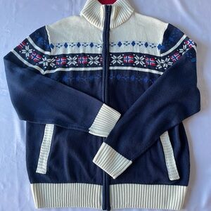Nebulus Men's Norwegian Warm Cardigan Navy/White With Pockets Brand New XXLG